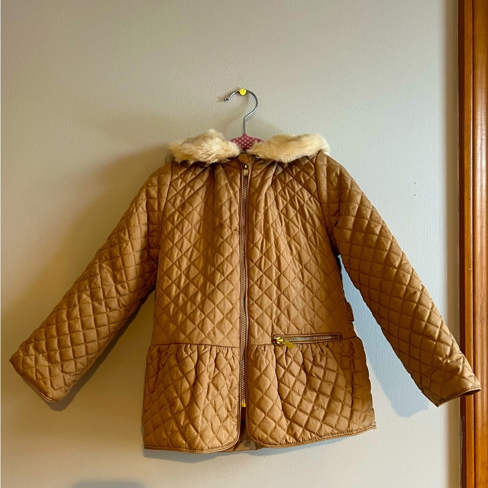EUC Toddler Girls Tan / Brown Fall Coat with Hood